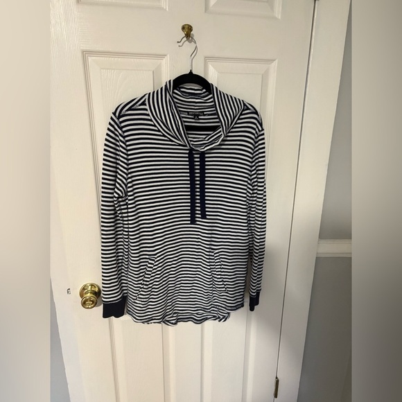 J.Crew Mercantile Striped Waffle Funnelneck Sweatshirt | Nautical Layer | Size M - Picture 3 of 13
